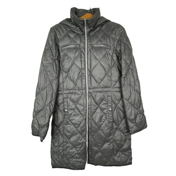 Michael Kors Puffer Coat Size Small Packable Down Quilted Hooded Full Zip Black - Picture 1 of 7